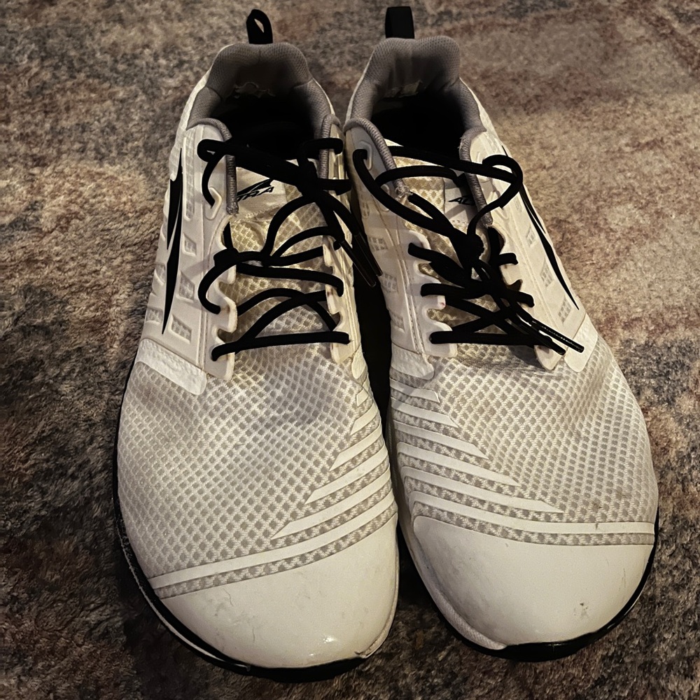 Altra White and Black Athletic Shoes Lightweight Knit Design